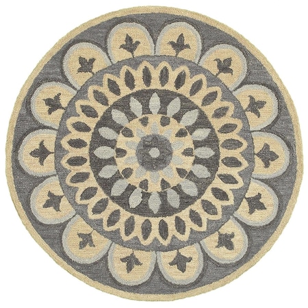 Palacedesigns 4 ft. Round Gray Floral Bloom Area Rug - Gray PA3658096